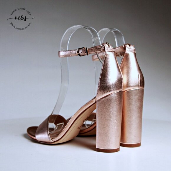 Sam Edelman Yaro Ankle Strap Block Heel Sandals Rose Gold Women 6.5 - Picture 6 of 14